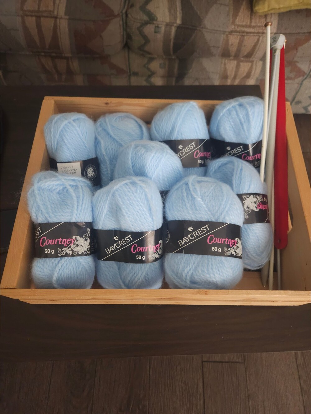 Baycrest Courtney Light Baby Blue Yarn - Lot of 11 Skeins - NOS
